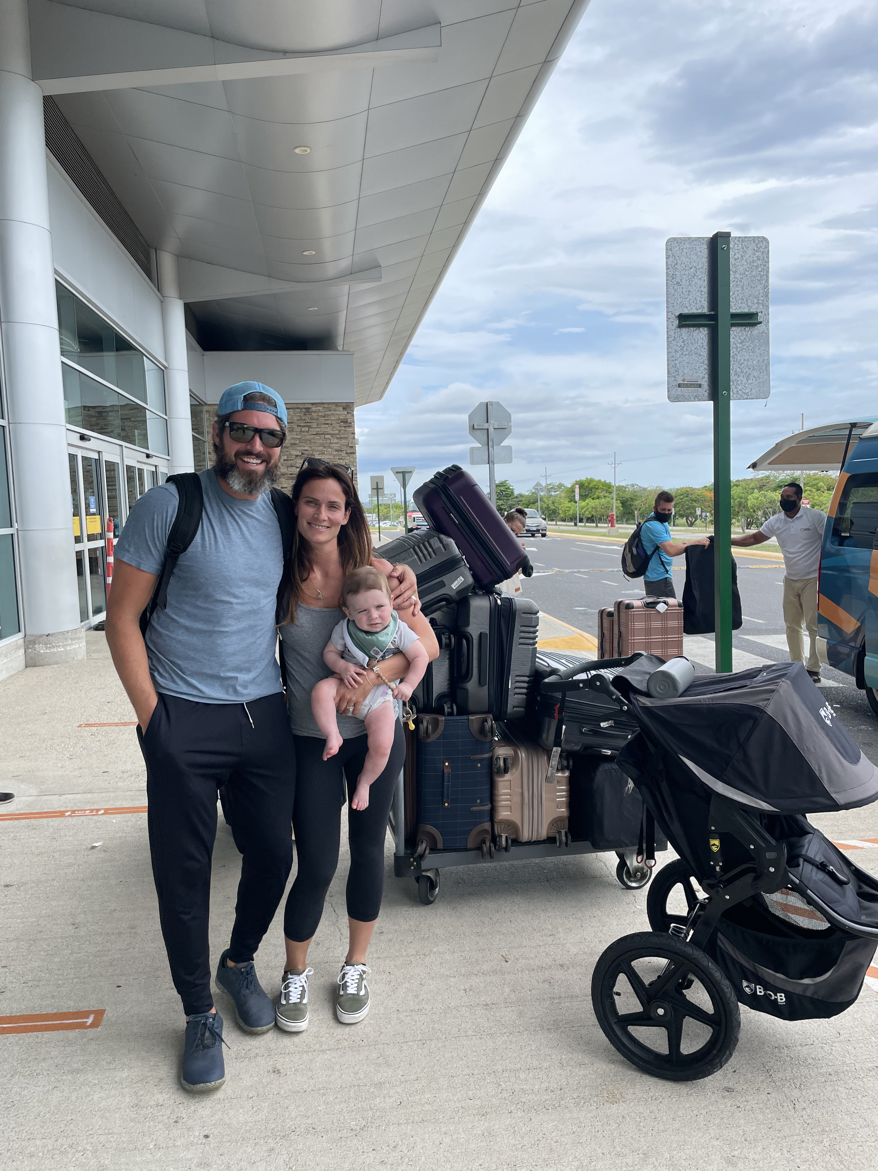 Ready for the adventure — loaded up at the airport