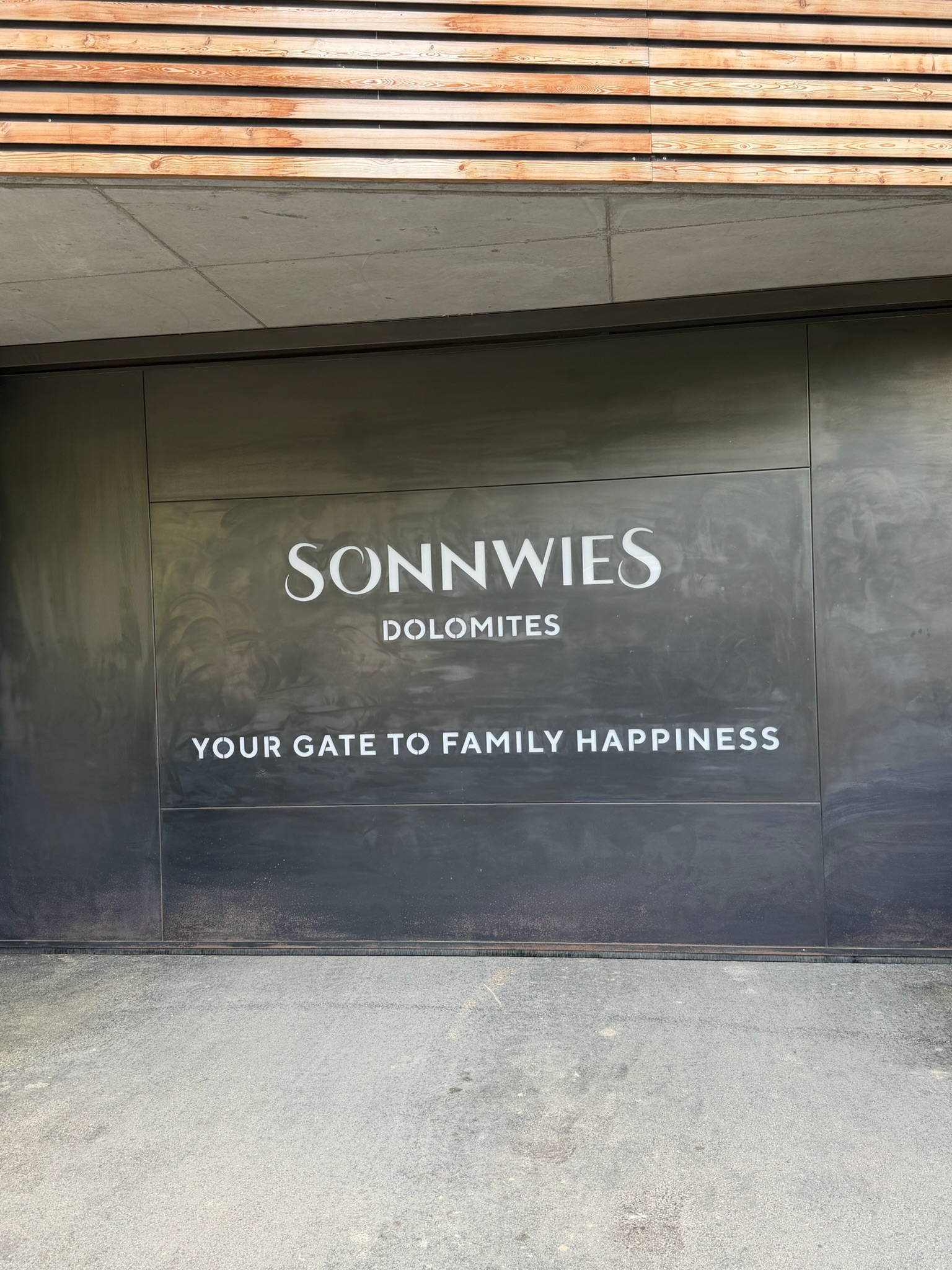 Sonnwies Dolomites - Your Gate to Family Happiness sign